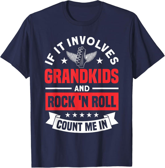 Grandkids And Rock 'n Roll Rock N Roll Guitar T-Shirt - T-Shirt | Navy