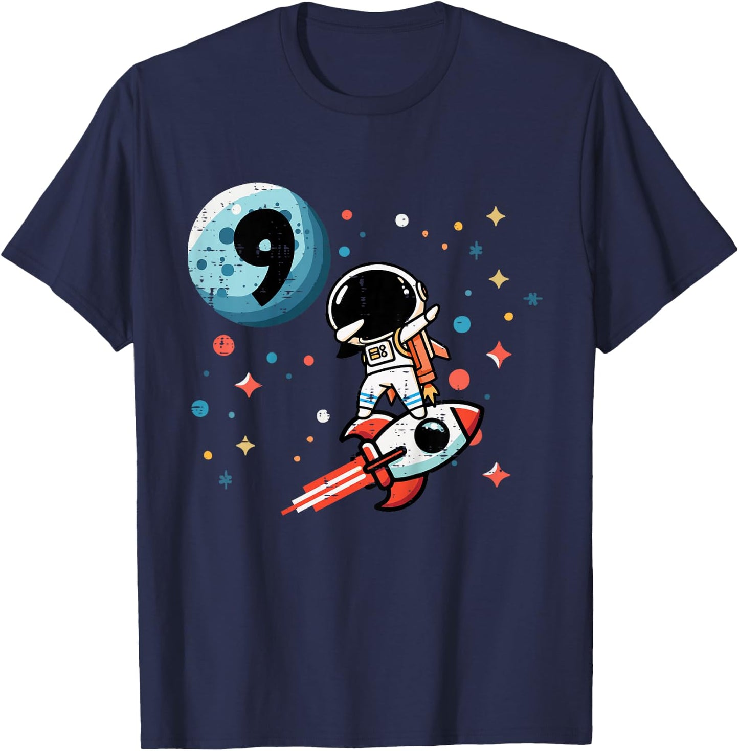 Kids 9th Birthday Astronaut Dab Rocket 9 Year Old Bday Boys Kids T-Shirt - T-Shirt | Navy