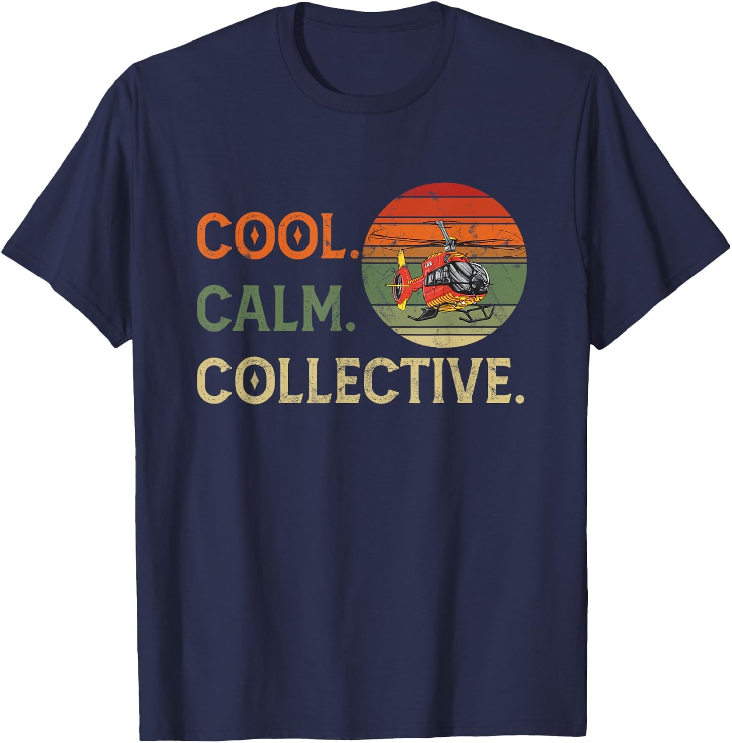 Cool Calm Collective for Helicopter Pilots Vintage Sunset T-Shirt - T-Shirt | Navy