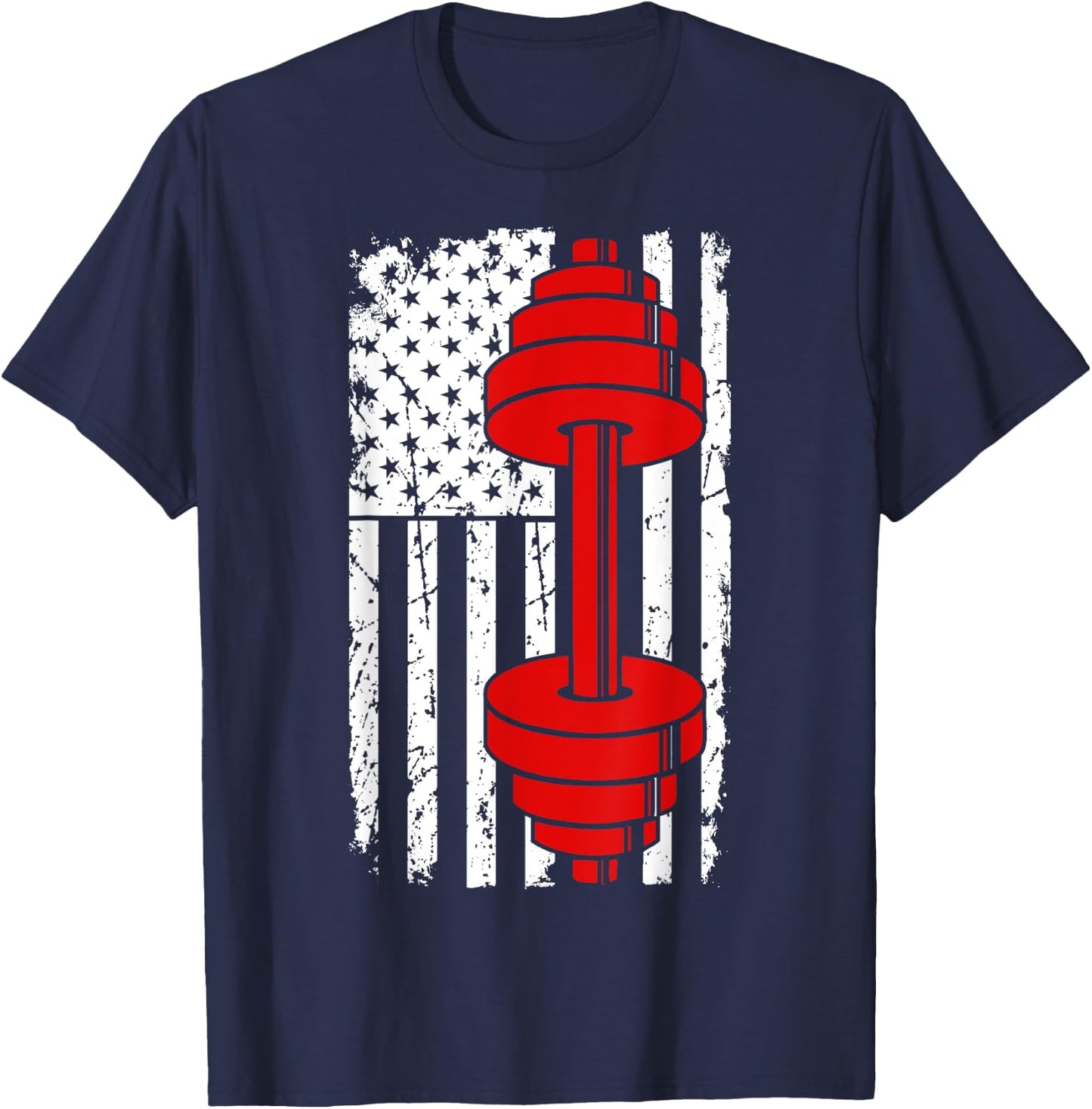Weight Lifting US Flag America Cool Fitness Lover Gift T-Shirt - T-Shirt | Navy