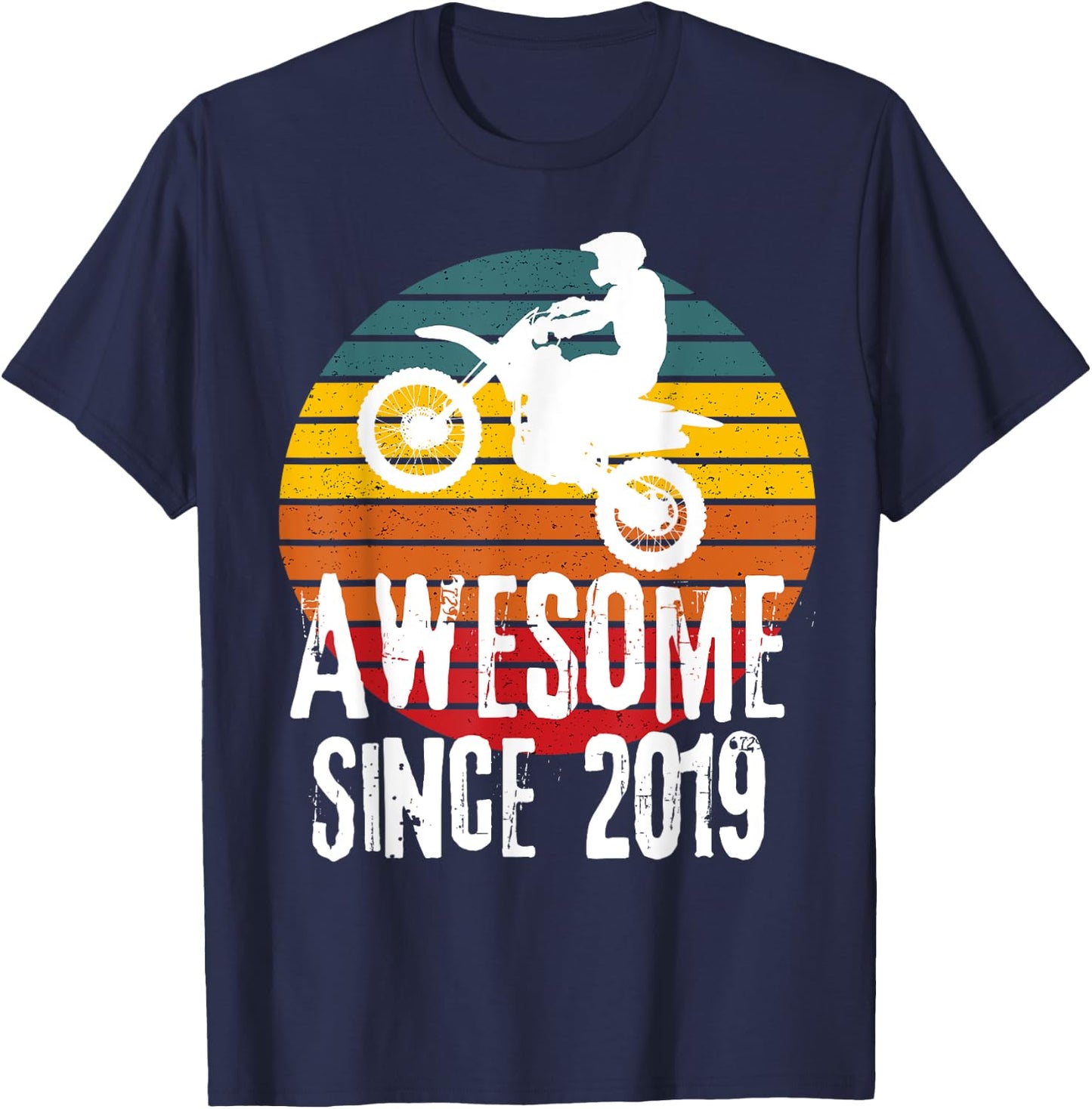 Awesome Since 2019 Retro Motorcycle Dirt bike Boy's Birthday T-Shirt - T-Shirt | Navy