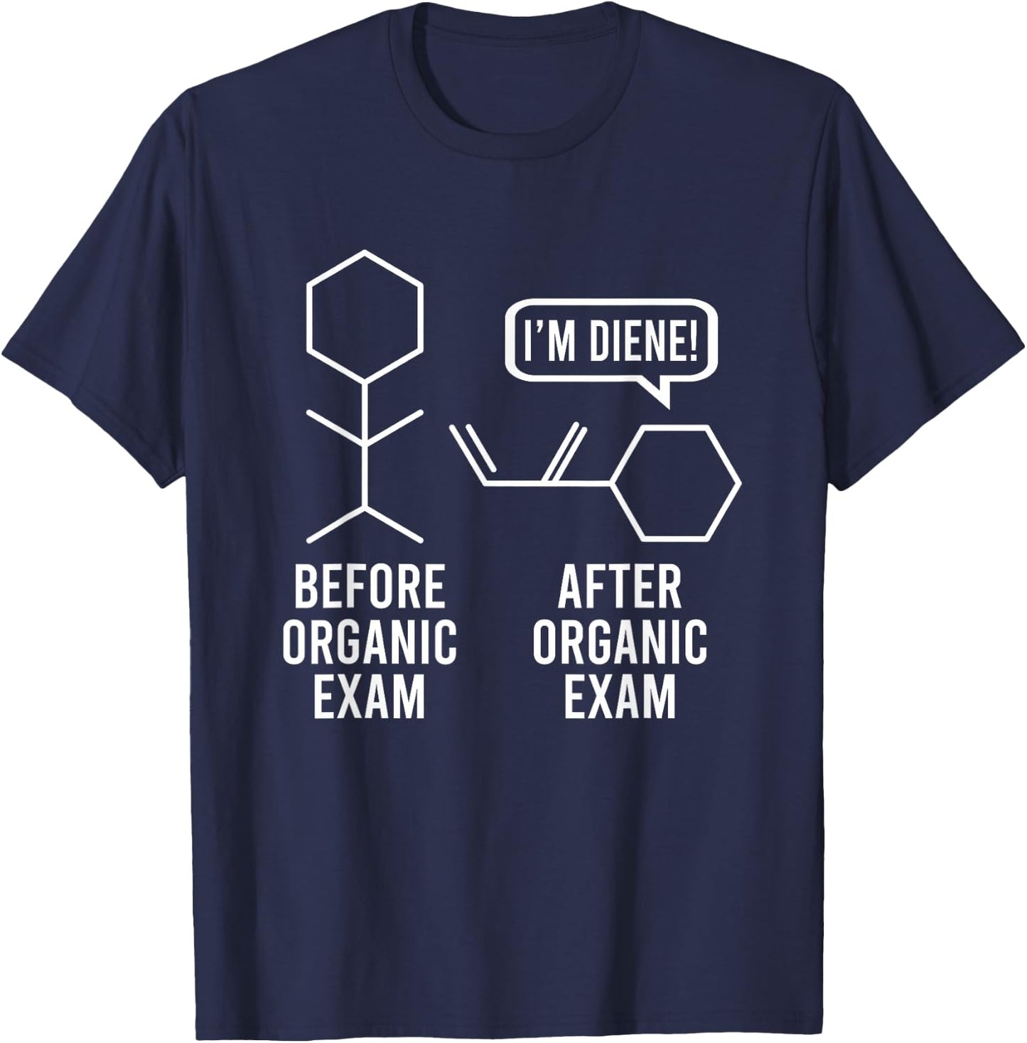 Before And After Organic Exam Chemistry Student Chemist T-Shirt - T-Shirt | Navy