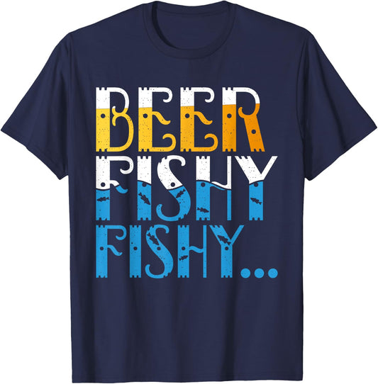 Beer Fishy Fishy Angling Hunting Fishing T-Shirt - T-Shirt | Navy