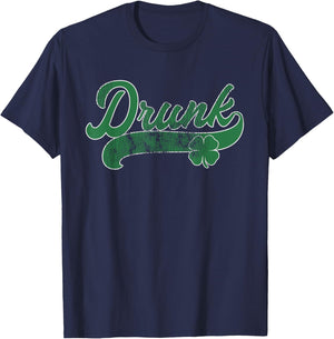 Drunk Beer Shamrock St. Patrick's Day Irish Gift Drinking T-Shirt - T-Shirt | Navy