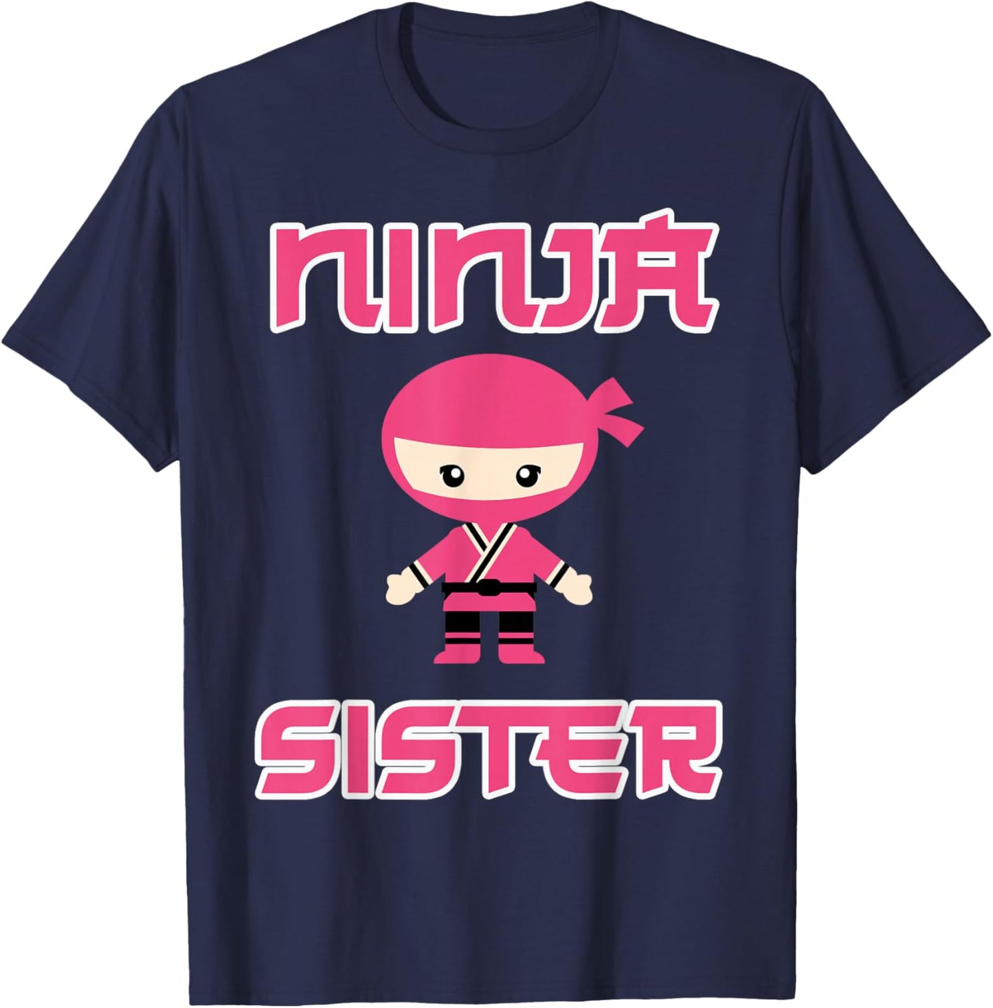 Woman Ninja Sister Girl Pink T-Shirt - T-Shirt | Navy