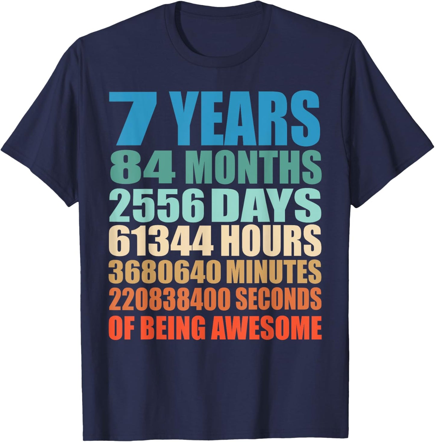 7 Years Old 7th Birthday Vintage Retro 84 Months T-Shirt - T-Shirt | Navy