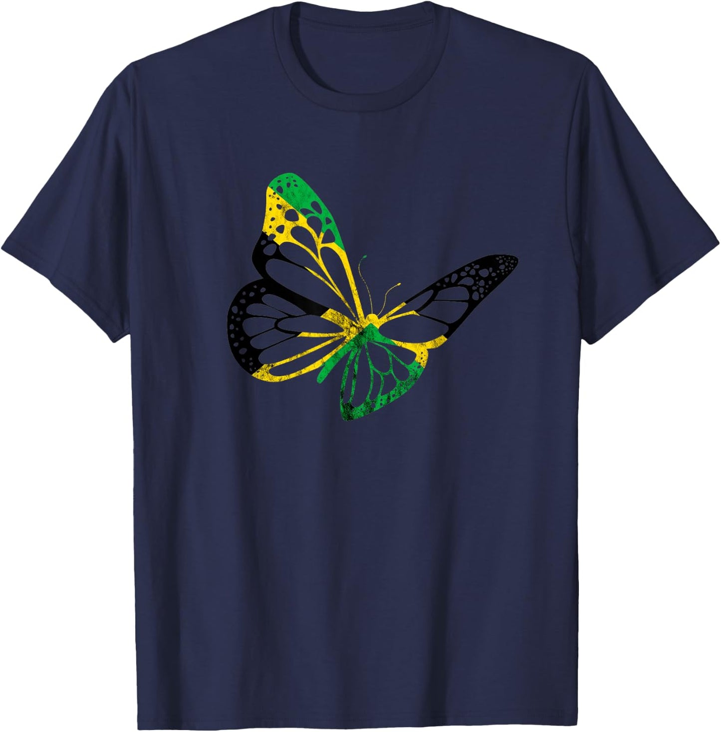 Jamaica Butterfly Jamaican Pride Roots Of Carribean T-Shirt - T-Shirt | Navy