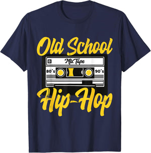 Cool Retro Old School Hip Hop 80s 90s Mixtape Cassette T-Shirt - T-Shirt | Navy