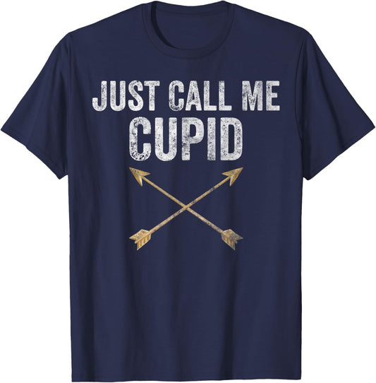 Just Call Me Cupid Shirt Retro Arrow Valentine Day T-Shirt - T-Shirt | Navy