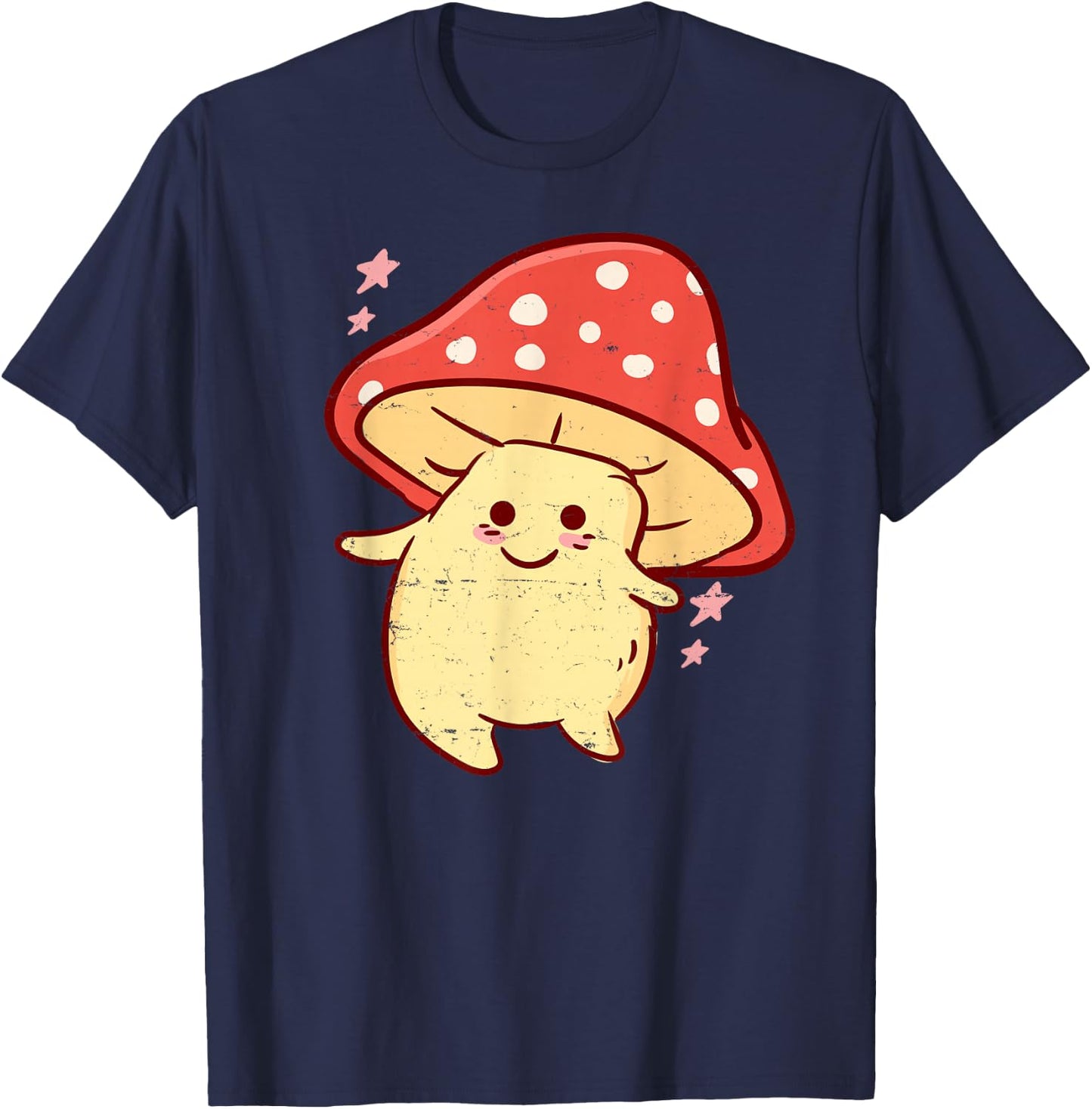 Cute Kawaii Anime - Mushroom - Fly Agaric Aesthetic Japanese T-Shirt - T-Shirt | Navy