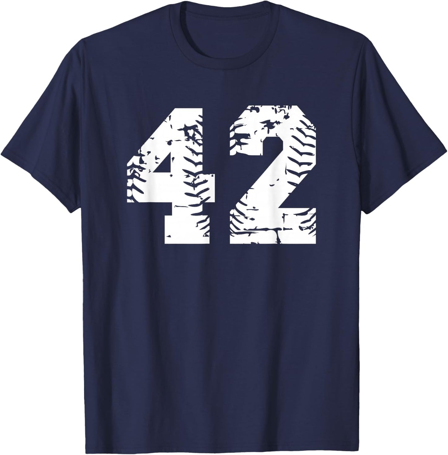 Number #42 Baseball Softball White Number T-Shirt - T-Shirt | Navy