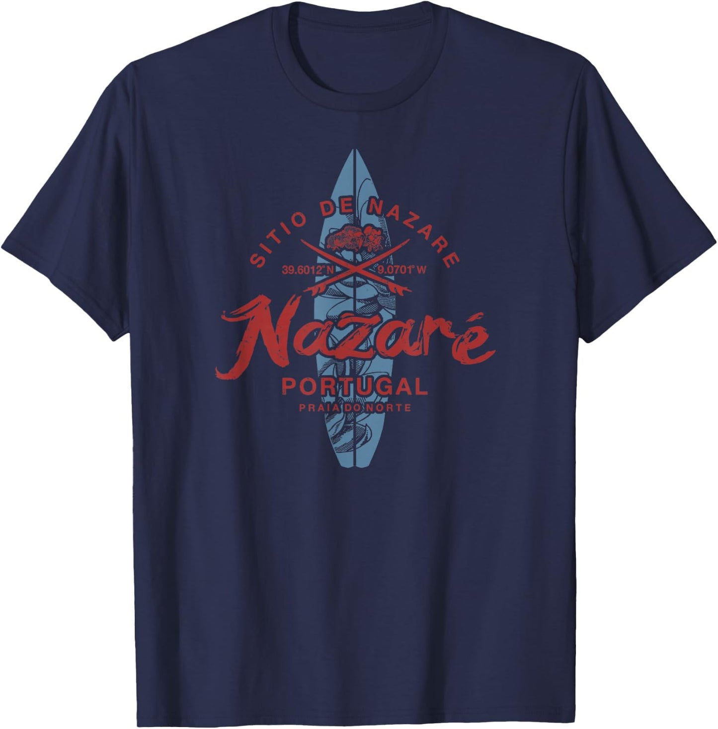 Nazare Portugal Surfing Vintage T-Shirt - T-Shirt | Navy