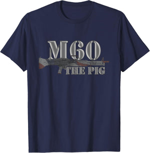 M60 Military Machine Gun American Flag Graphic Women Men T-Shirt - T-Shirt | Navy