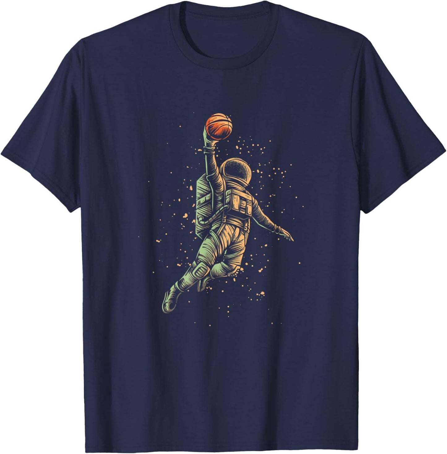 Basketball Astronaut Ball Sports Dribbling Dunking Hoop Fan T-Shirt - T-Shirt | Navy
