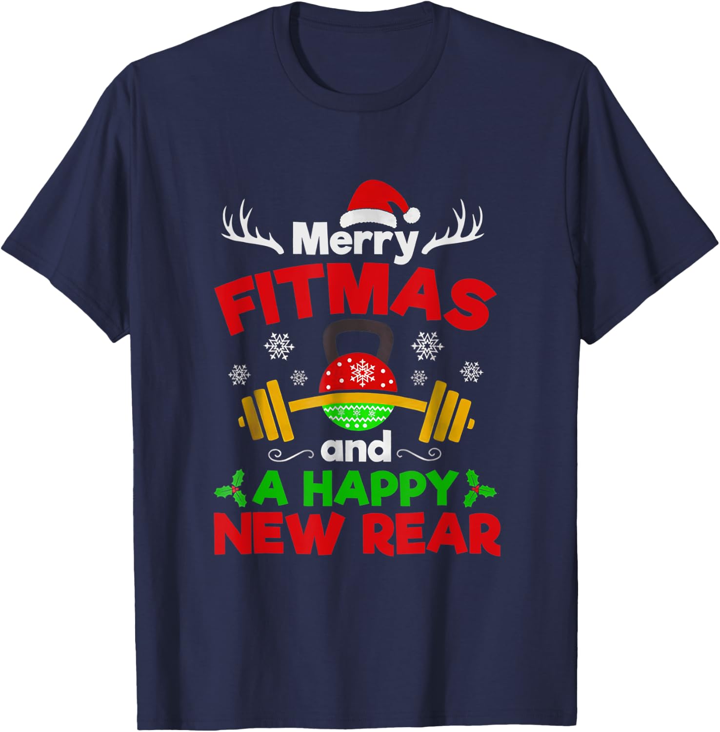 Merry Fitmas and a Happy New Year T-Shirt - T-Shirt | Navy