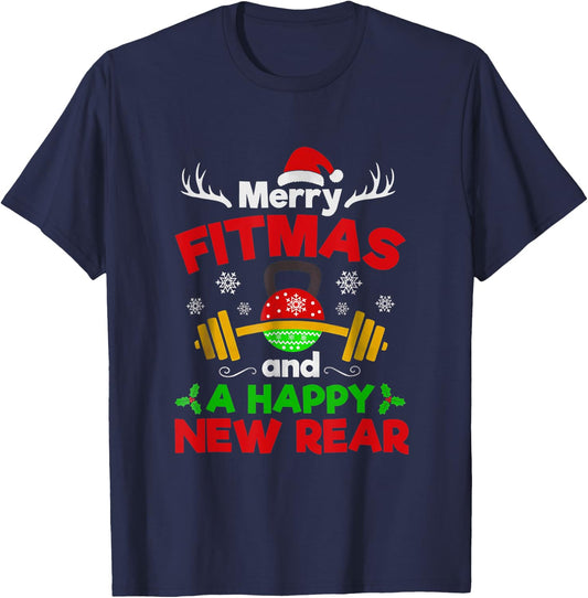 Merry Fitmas and a Happy New Year T-Shirt - T-Shirt | Navy