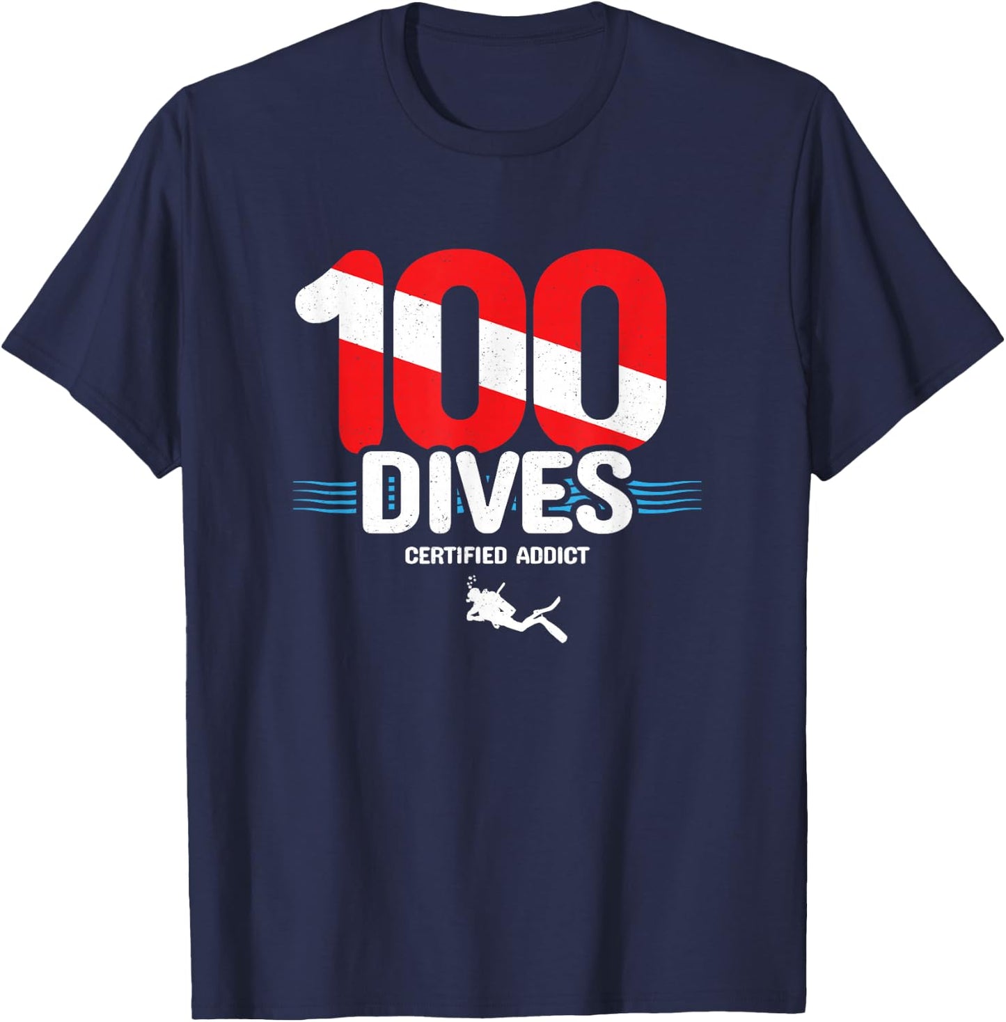 100th Dive Gift - Diver Down Flag - Scuba Diving T-Shirt - T-Shirt | Navy