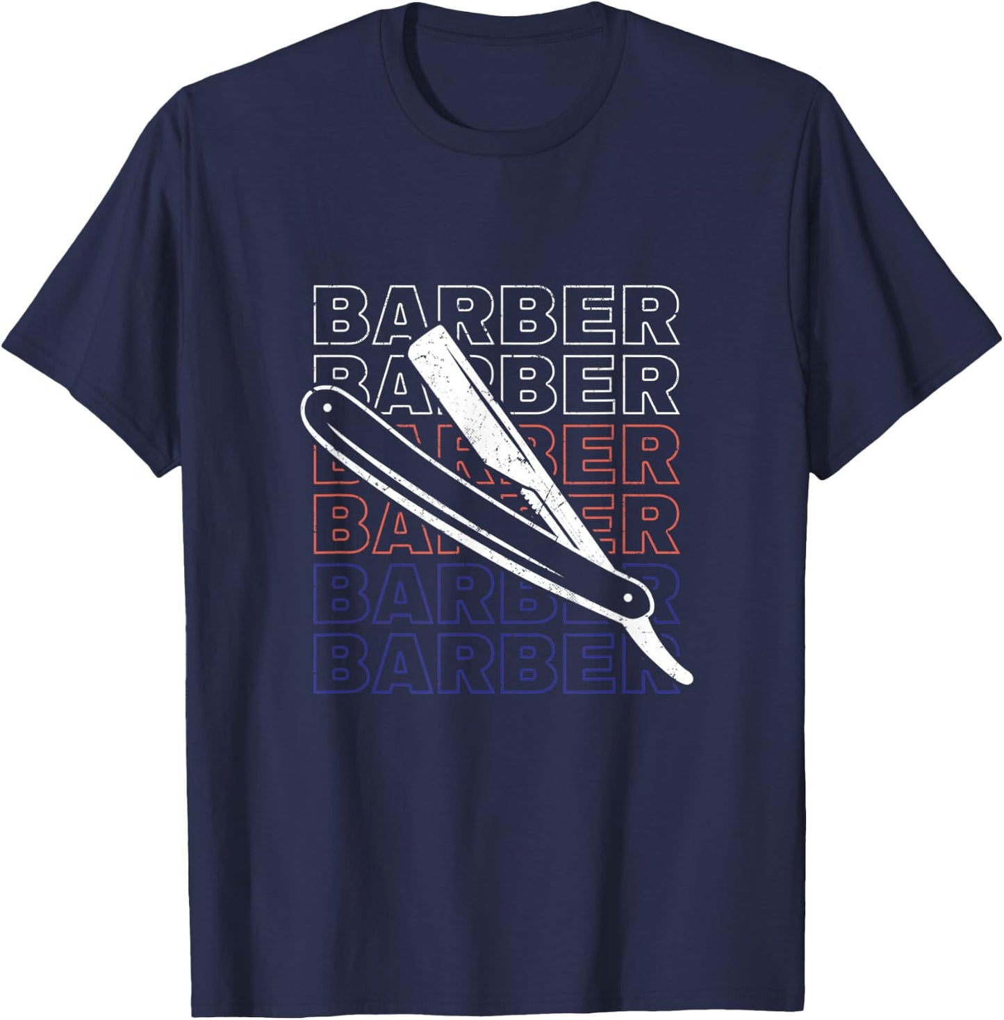 Barber Barbershop Hairdresser Shaving Razor Beard T-Shirt - T-Shirt | Navy
