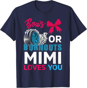 Burnouts or Bows Mimi loves you Gender Reveal party Baby T-Shirt - T-Shirt | Navy
