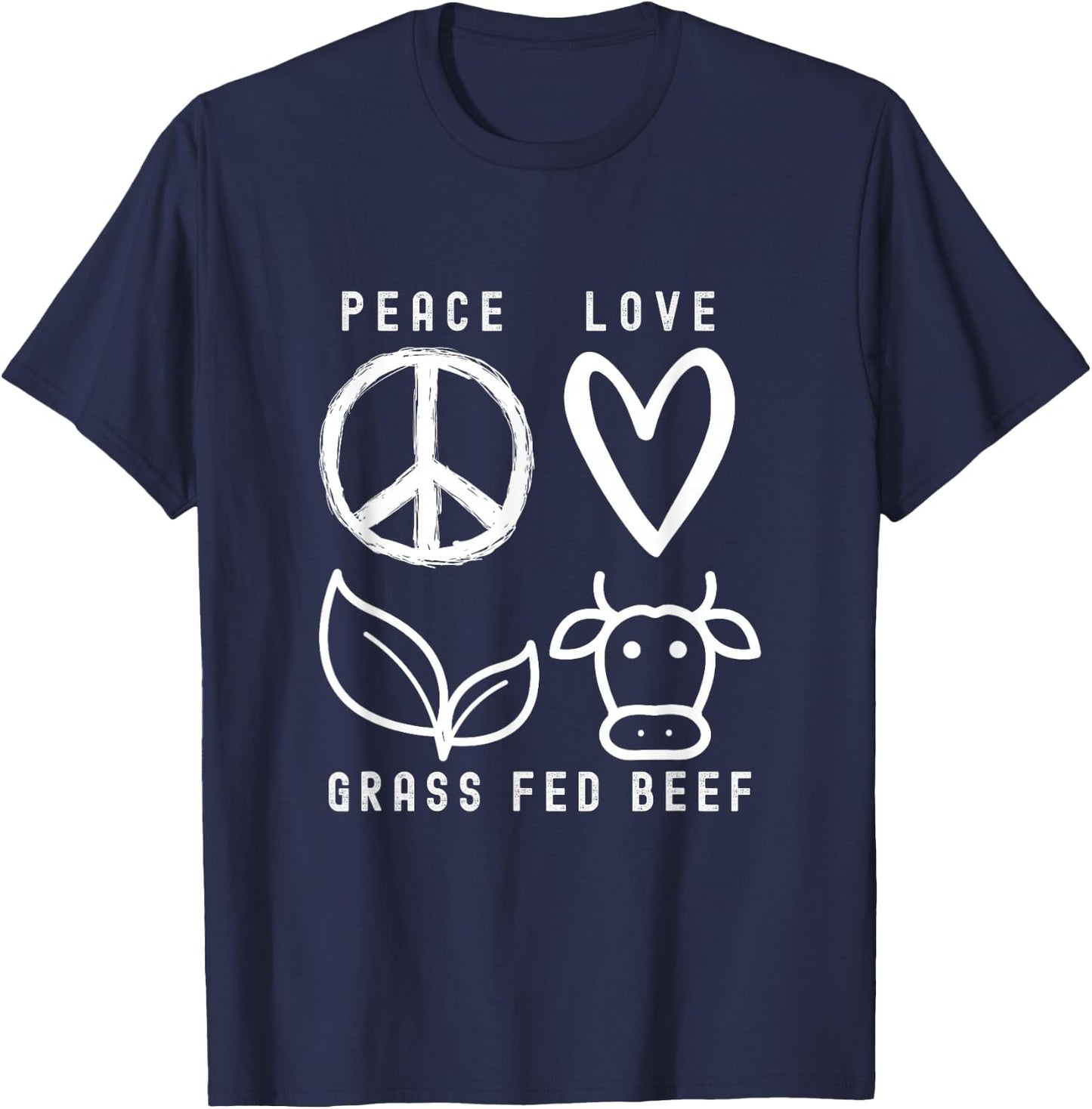 Carnivore Peace Love Grass Fed Beef T-Shirt - T-Shirt | Navy