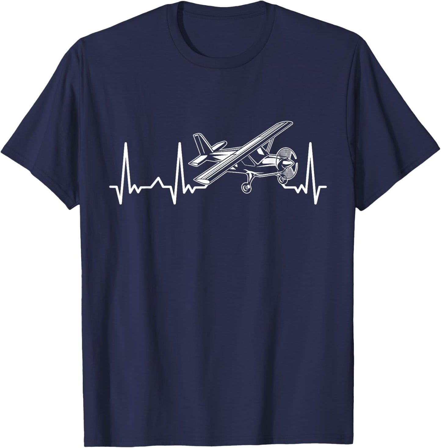 Aviation Heartbeat Gift Pilot T-Shirt - T-Shirt | Navy