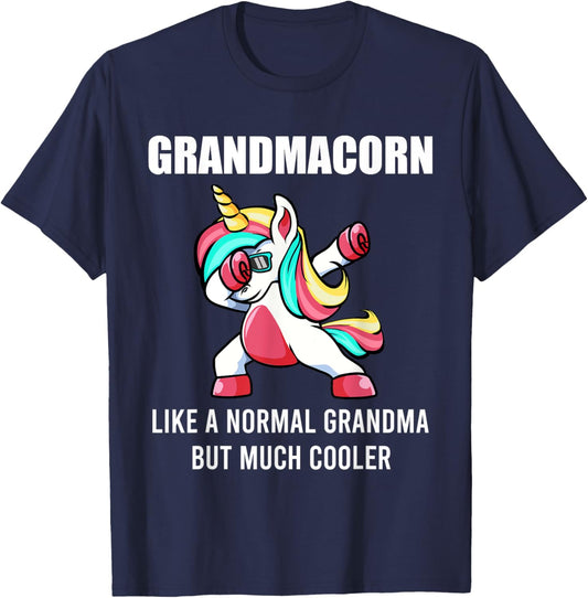 Funny Grandma Unicorn Cute Grandmacorn Dabbing Birthday Gift T-Shirt - T-Shirt | Navy