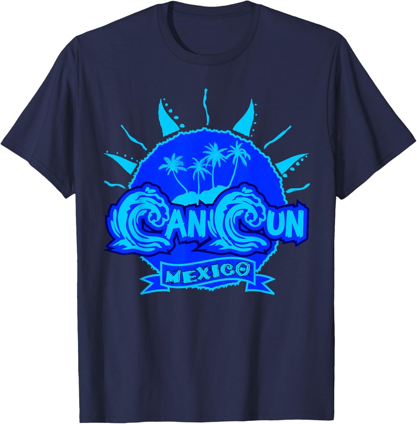 Cancun Mexico Beach Palm Tree Party Destination Gift T-Shirt - T-Shirt | Navy