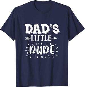 Kids Dad's Little Dude Little Dude's Dad Dad Son Matching Outfits T-Shirt - T-Shirt | Navy