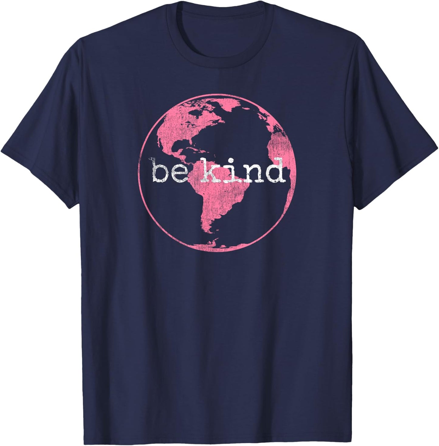Vintage Be Kind Pink Earth Day T-Shirt - T-Shirt | Navy
