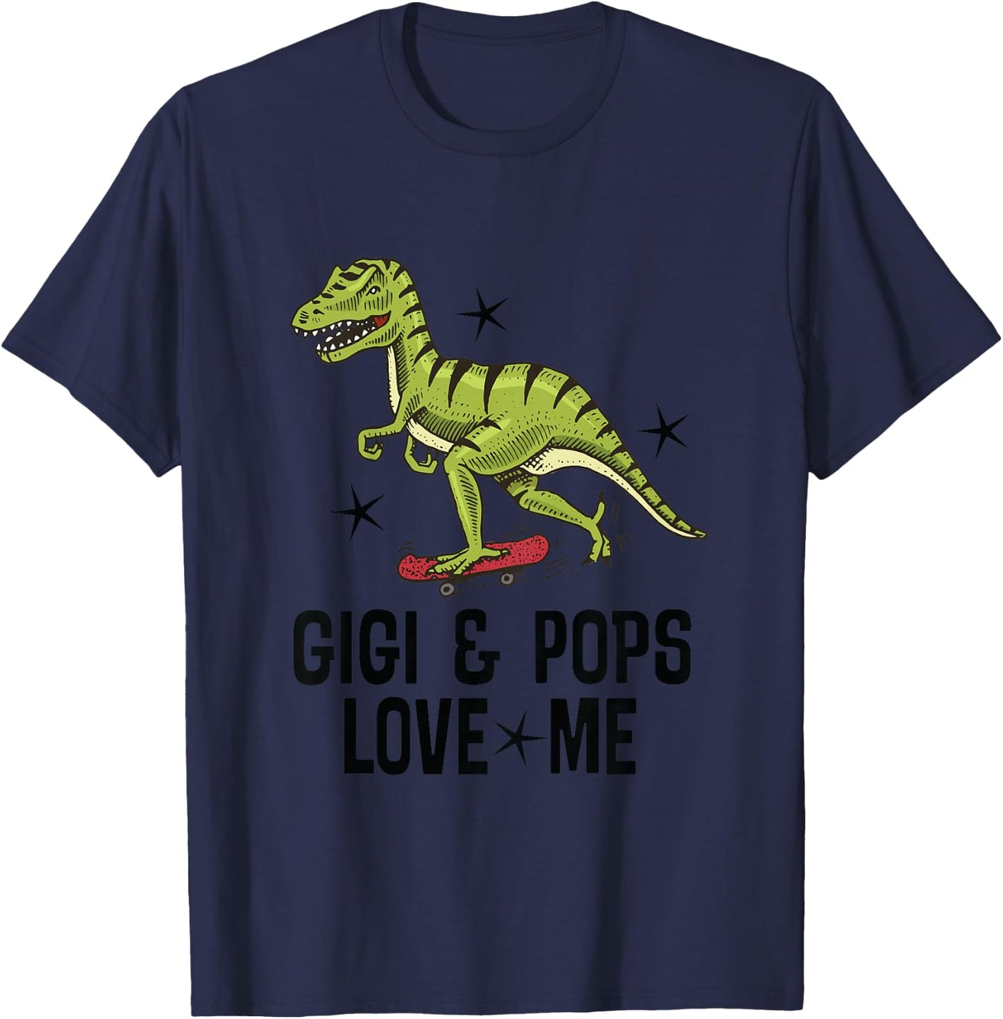 Kids Gigi and Pops Love Me Grandson Dinosaur T-Shirt - T-Shirt | Navy