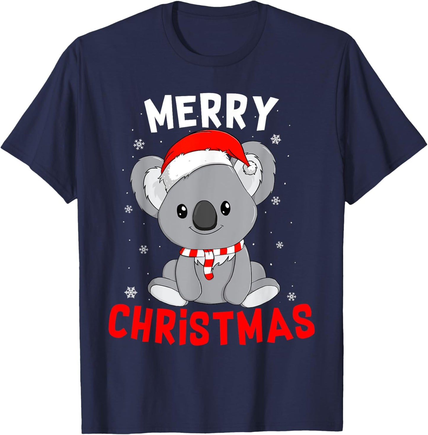 Cute Koala Santa Hat Merry Christmas xmas Gift Women Kids 2 T-Shirt - T-Shirt | Navy