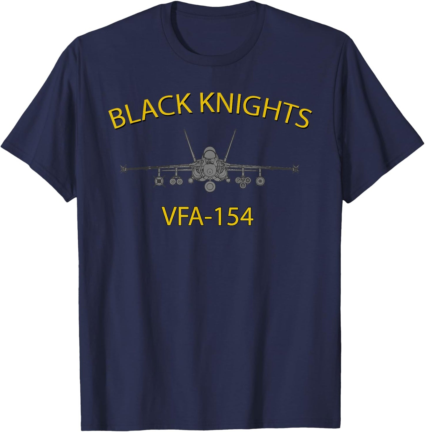 VFA-154 "Black Knights" Squadron F-18 Super Hornet T-Shirt - T-Shirt | Navy