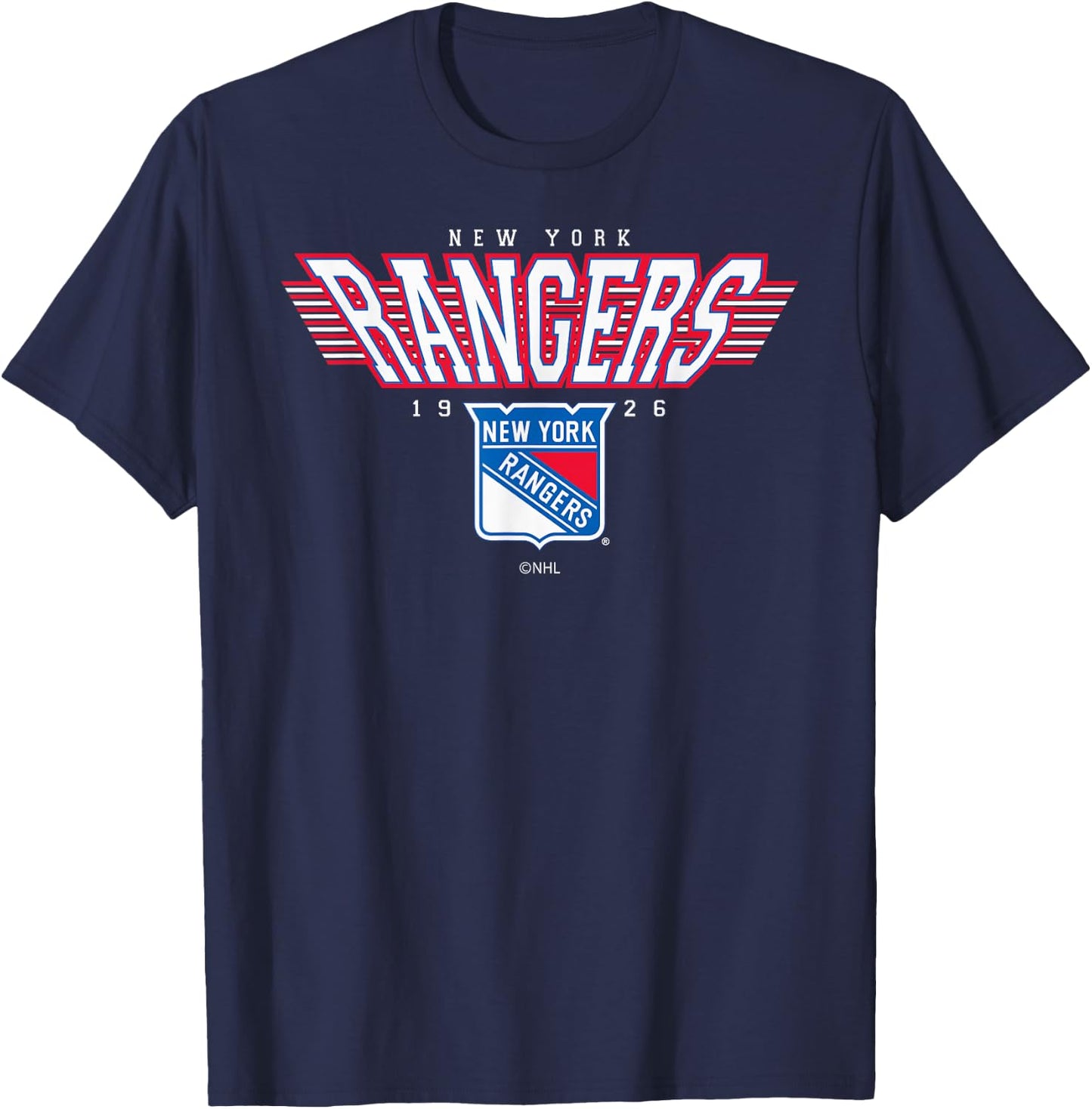 New York Rangers Laser Black Officially Licensed T-Shirt - T-Shirt | Navy
