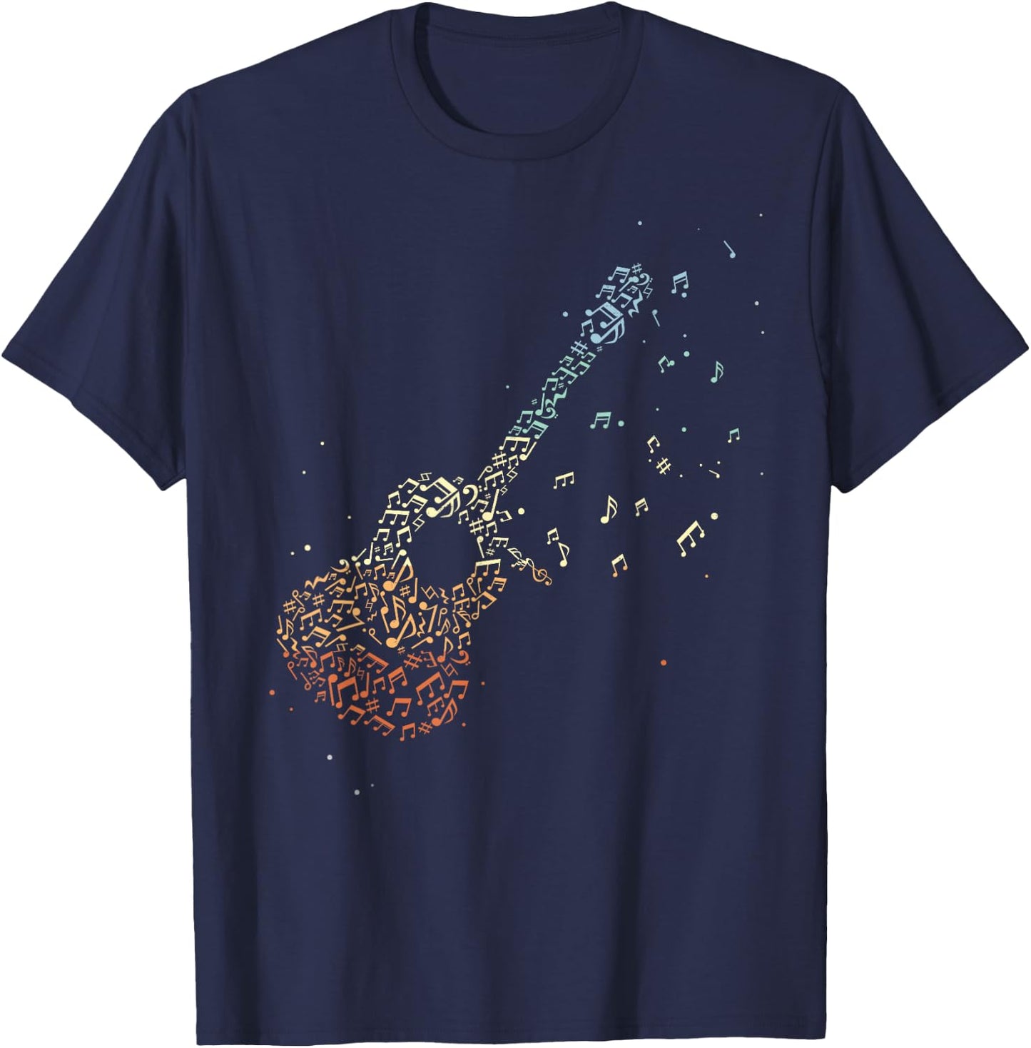 Guitar Gifts Men Music Notes Guitarist Musician Music Lover Small T-Shirt - T-Shirt | Navy