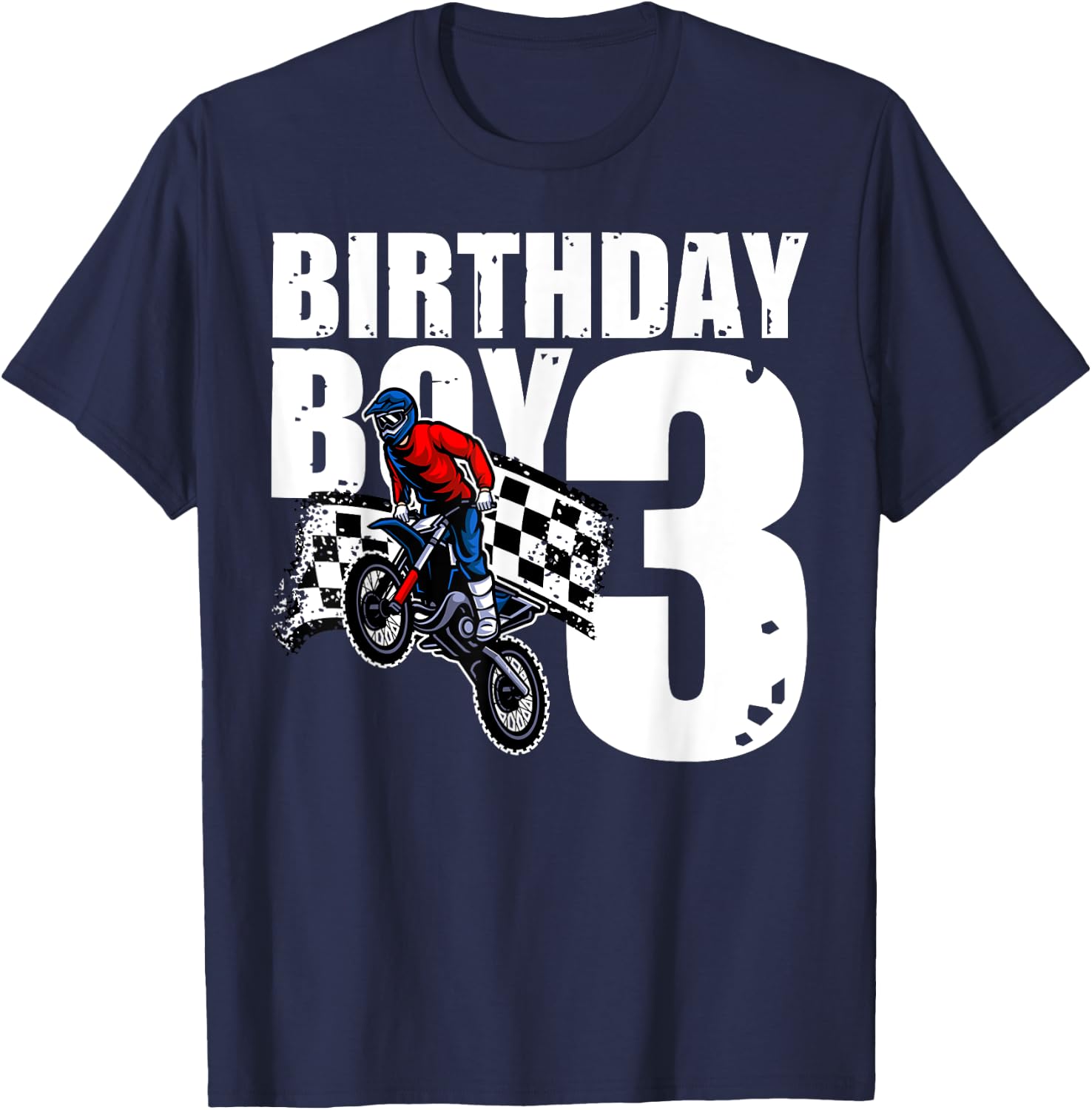 3 Years Old Birthday Boy Family Matching Motorcycle Biker T-Shirt - T-Shirt | Navy
