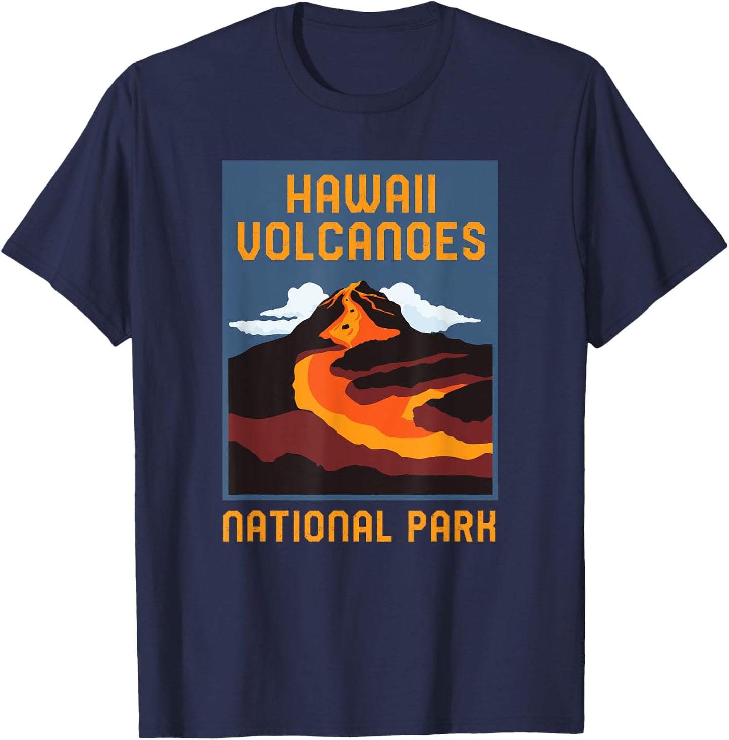 Hawaii Volcanoes National Park Big Island Retro Graphic T-Shirt - T-Shirt | Navy
