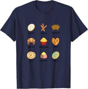 Pan Dulce Mexican Food Pan Dulce Concha Pan Latina Spanish , White T-Shirt - T-Shirt | Navy