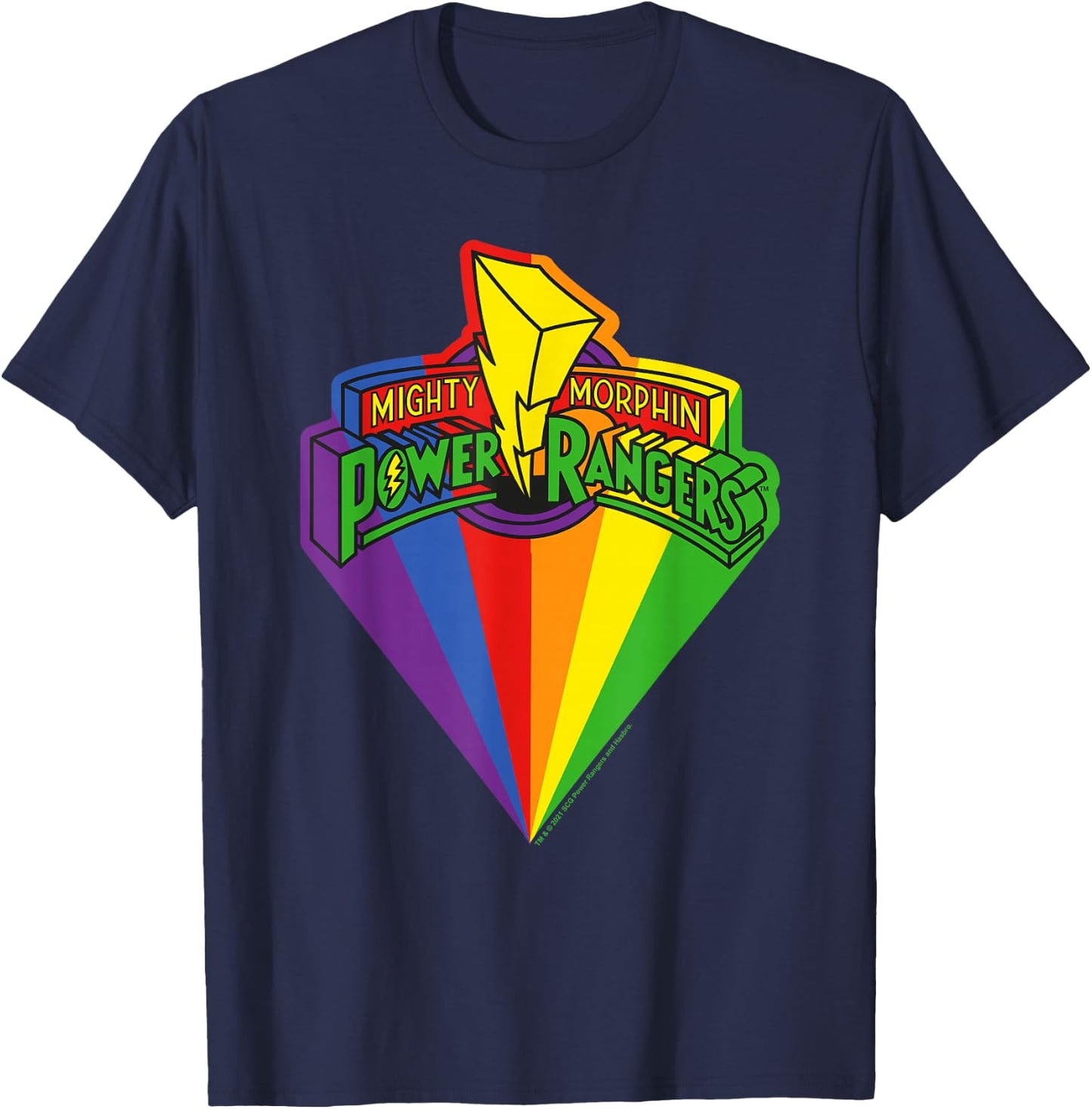 Power Rangers Rainbow Prism And Classic Logo T-Shirt - T-Shirt | Navy