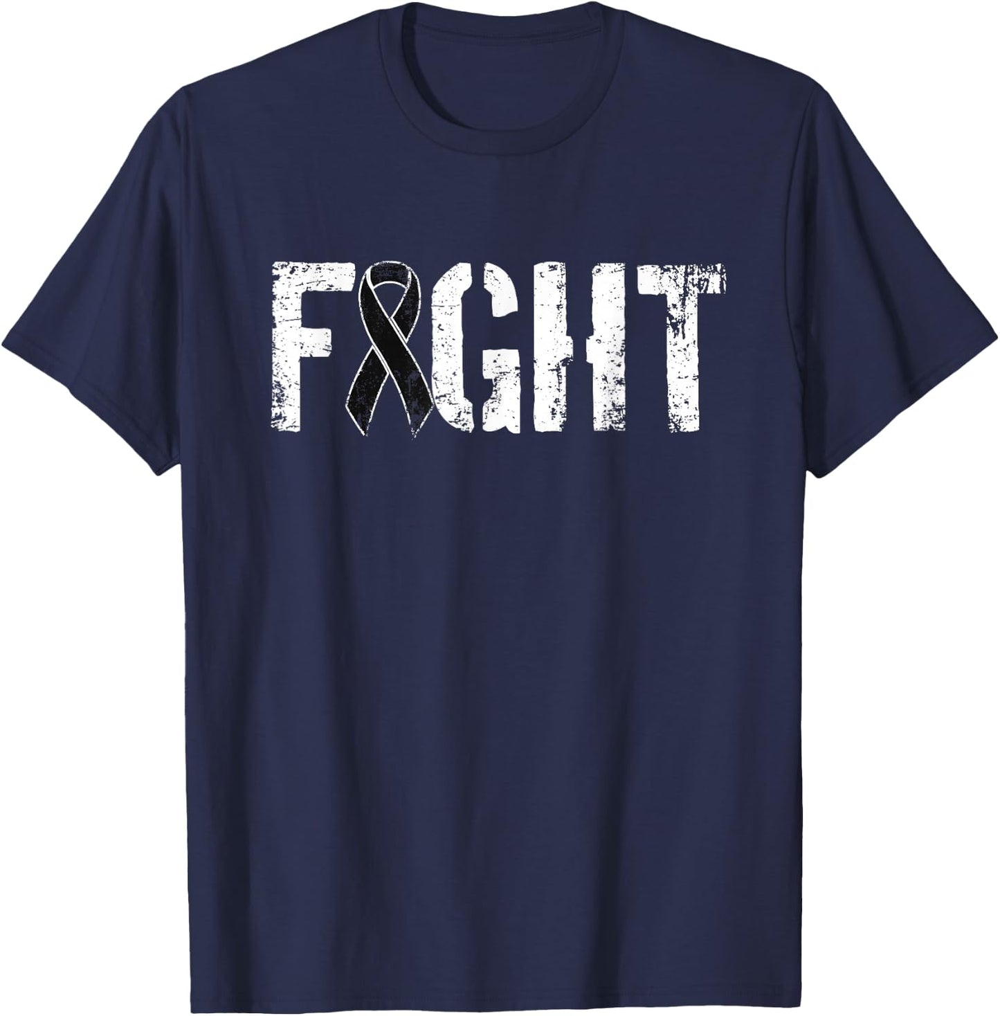 Fight Melanoma Cancer - Military Style Awareness Ribbon T-Shirt - T-Shirt | Navy