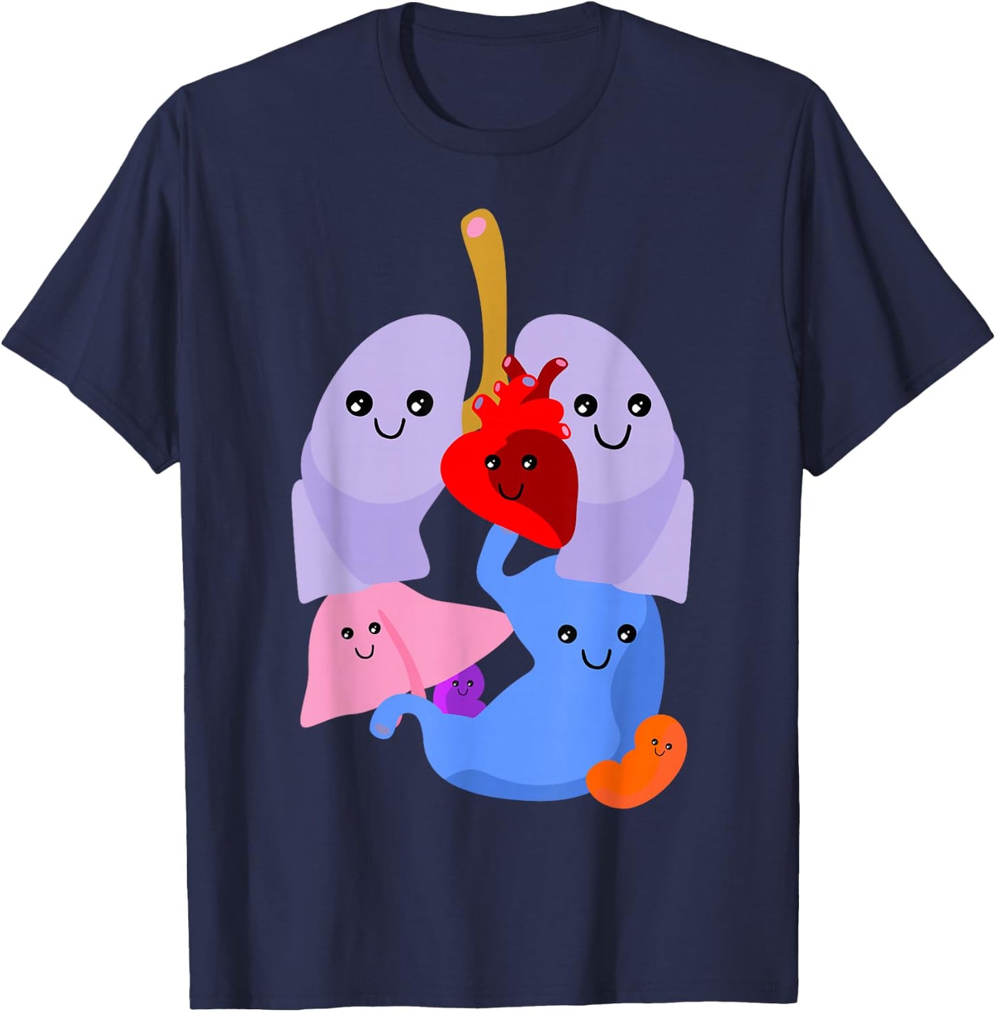 Anatomy Physiology Heart Lungs Vital Organs Illustration T-Shirt - T-Shirt | Navy