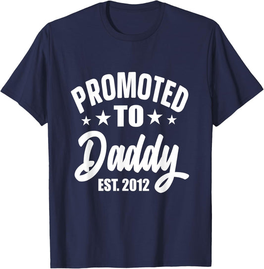 Promoted To Daddy Promoted To Daddy Vintage Dad 2012 Father T-Shirt - T-Shirt | Navy