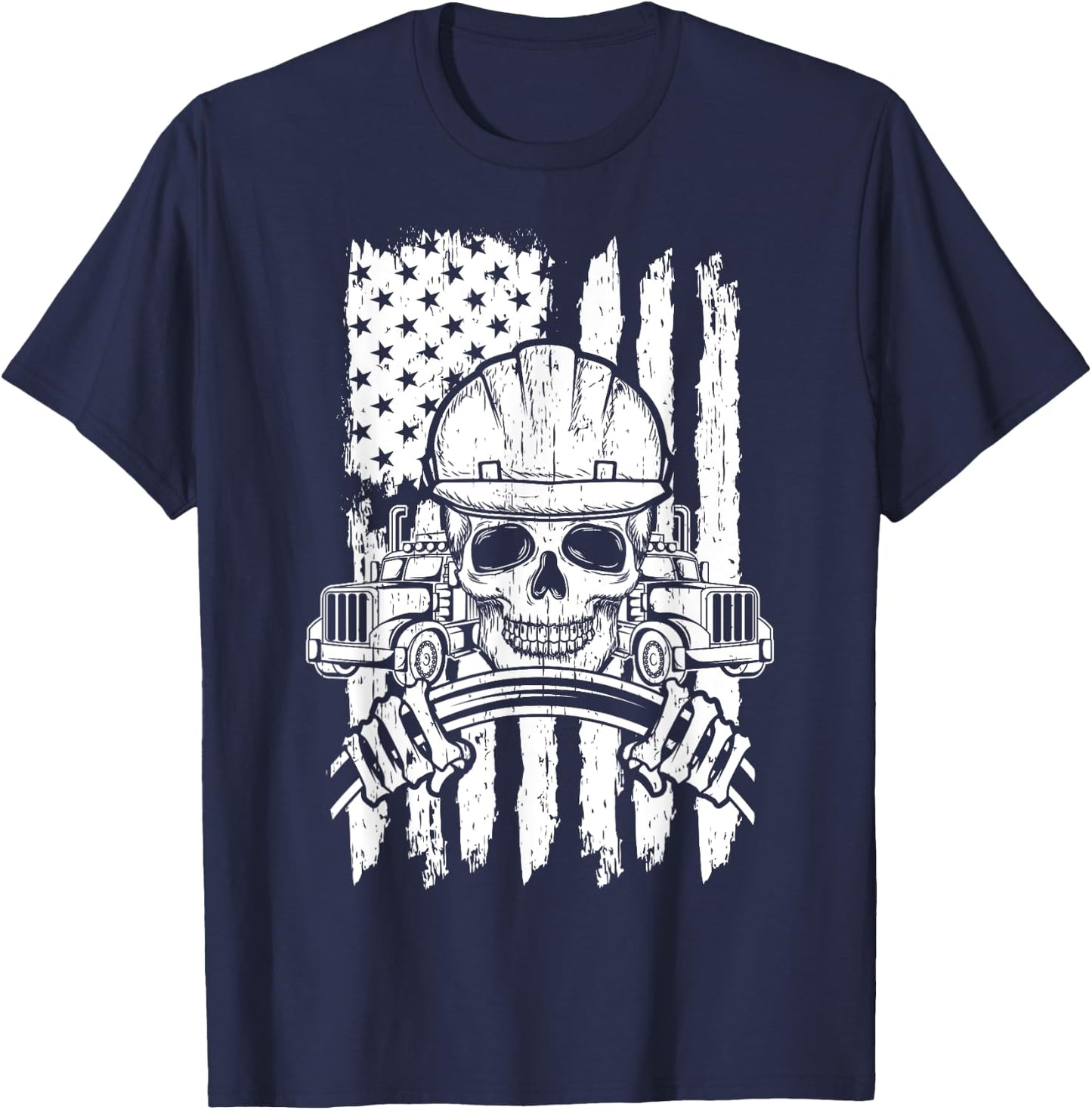 Truck Driver Patriotic Trucker Independence Day Teamster Women Kids Men T-Shirt - T-Shirt | Navy
