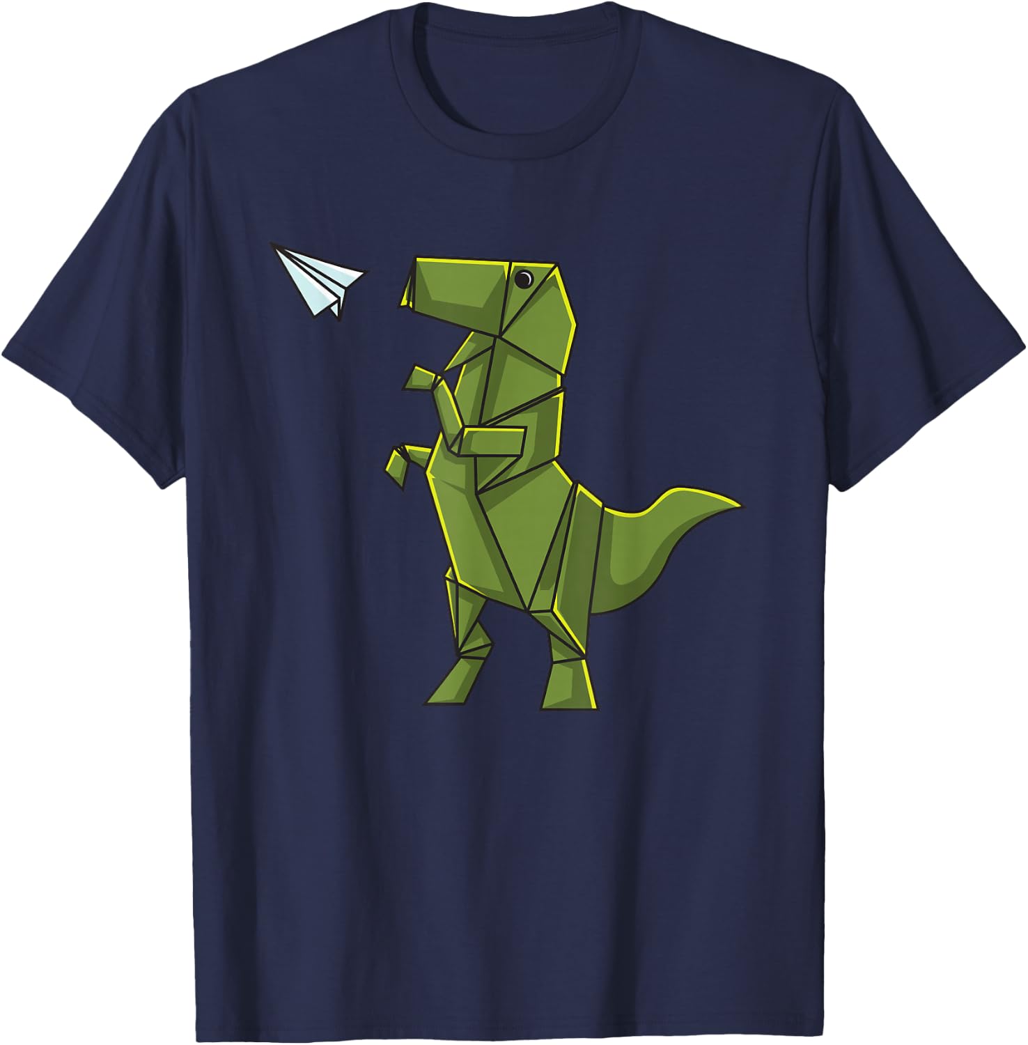 Origami Dinosaur Shirt - Origami T-Rex Flying Paper Airplane T-Shirt - T-Shirt | Navy