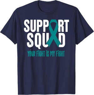 Ovarian Cancer Support Squad Ovarian Cancer Awareness T-Shirt - T-Shirt | Navy