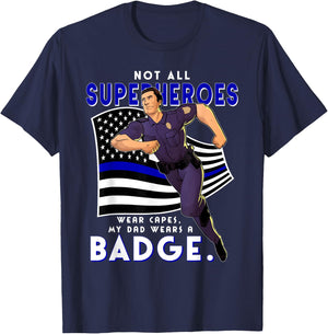 Police Superhero Thin Blue Line My Dads A Hero Police Son T-Shirt - T-Shirt | Navy