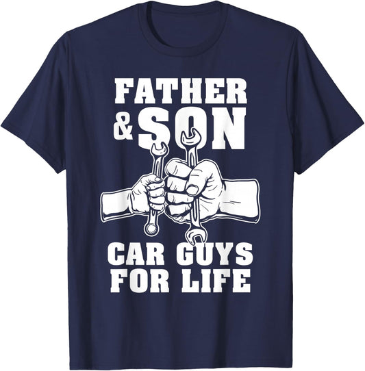 Father And Son Car Guys For Life Cute Car Mechanic T-Shirt - T-Shirt | Navy