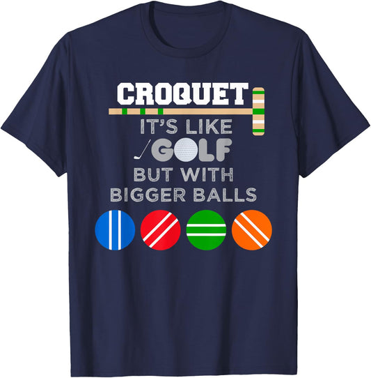 Golf Croquet Game Ball Mallet Wickets Funny Player Gift T-Shirt - T-Shirt | Navy