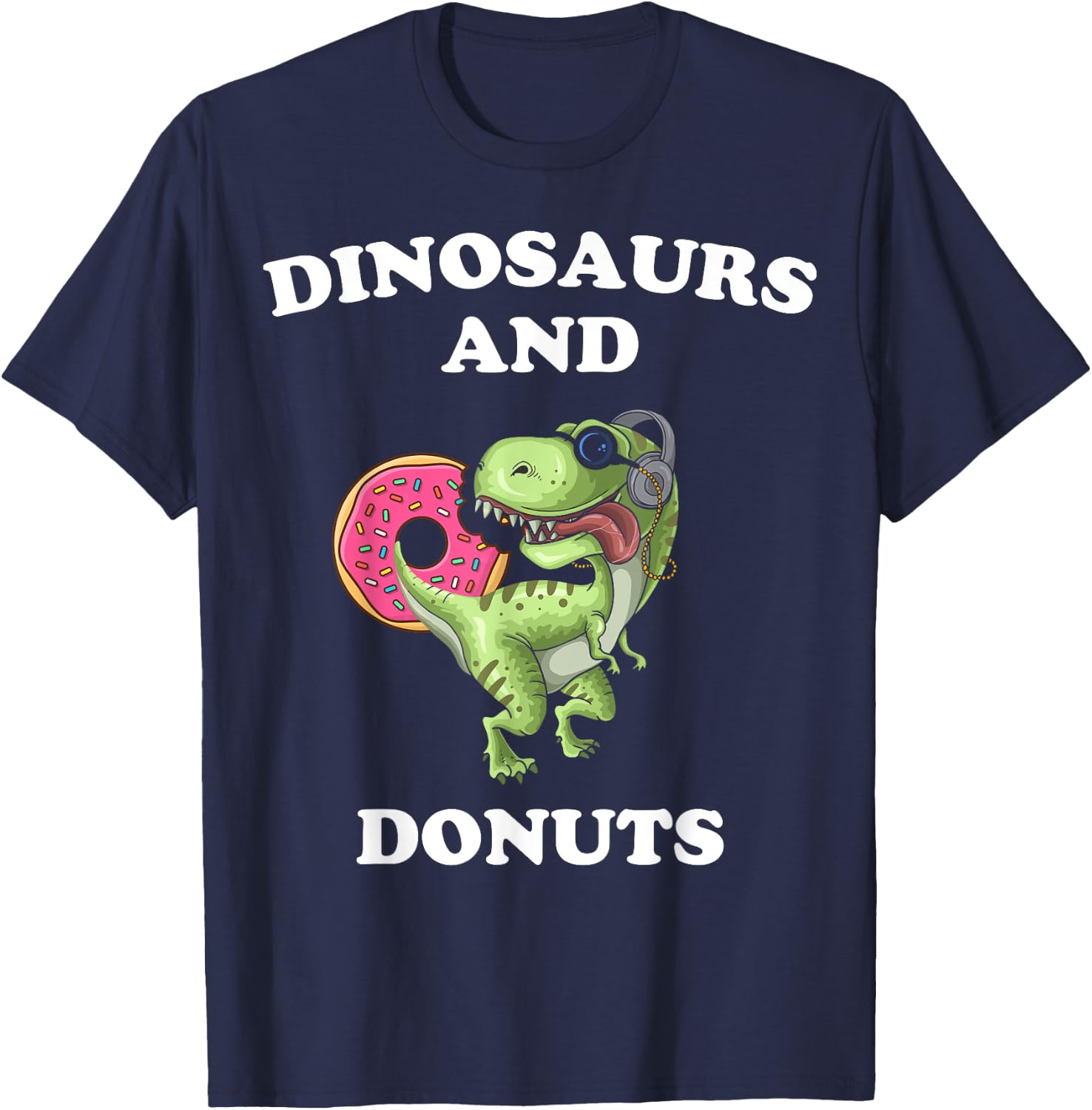 Dinosaur Donut Lover Cute Funny Dinosaurs and Donut Theme T-Shirt - T-Shirt | Navy
