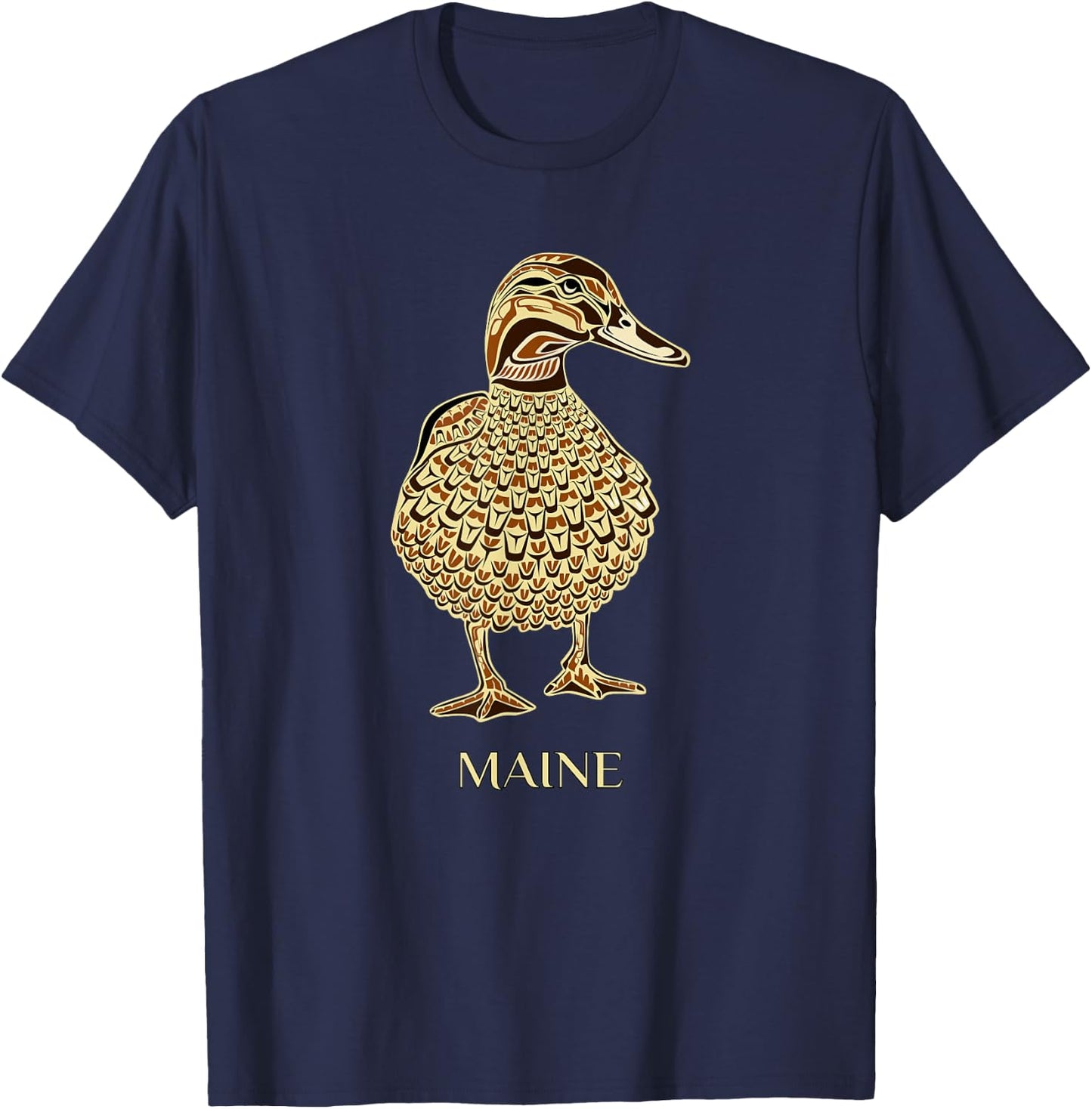 Maine Native American Mallard Duck Birdwatching T-Shirt - T-Shirt | Navy