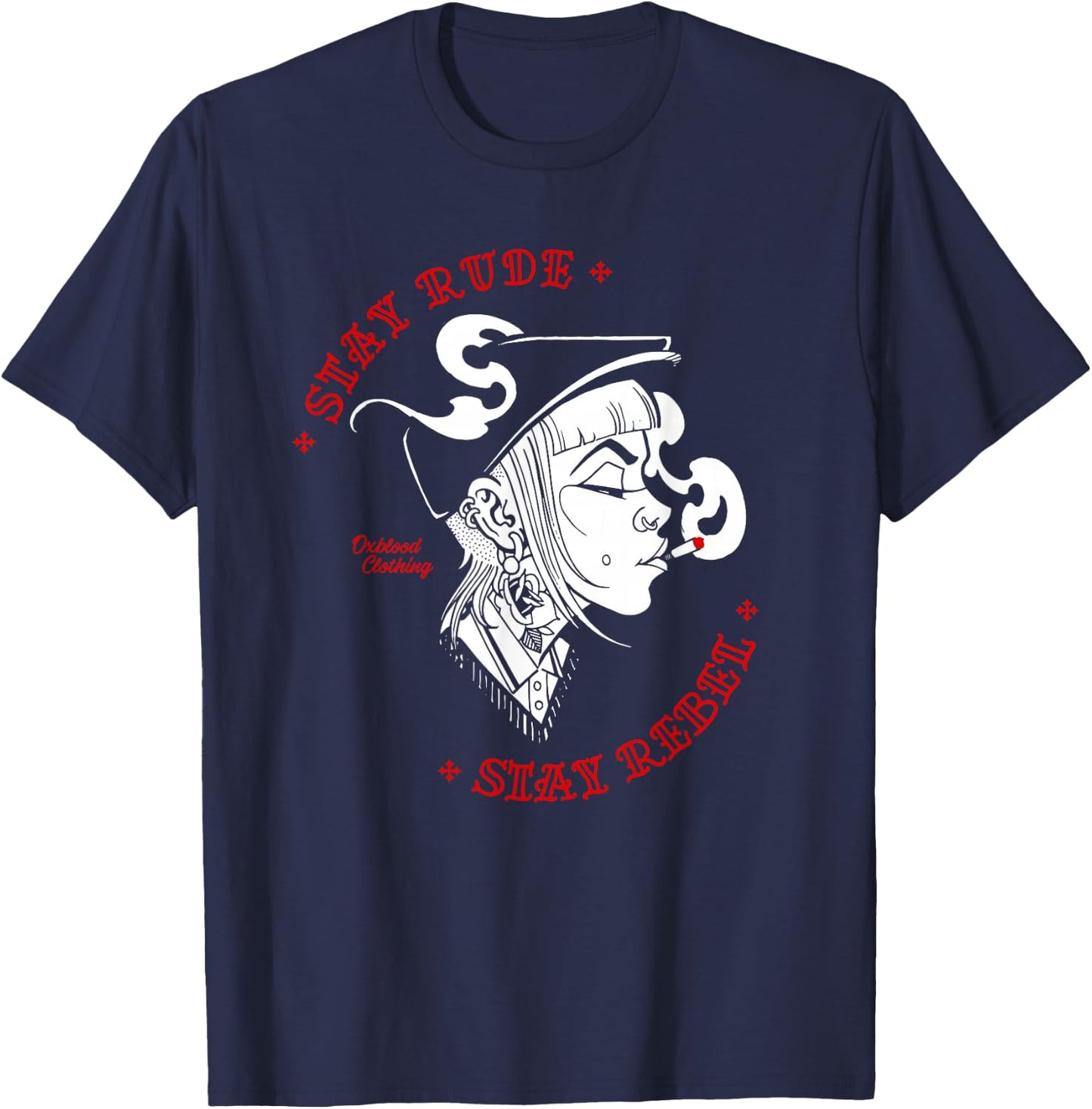 Stay Rude Stay Rebel Skinhead Girl Skinbyrd Ska Punk T-Shirt - T-Shirt | Navy
